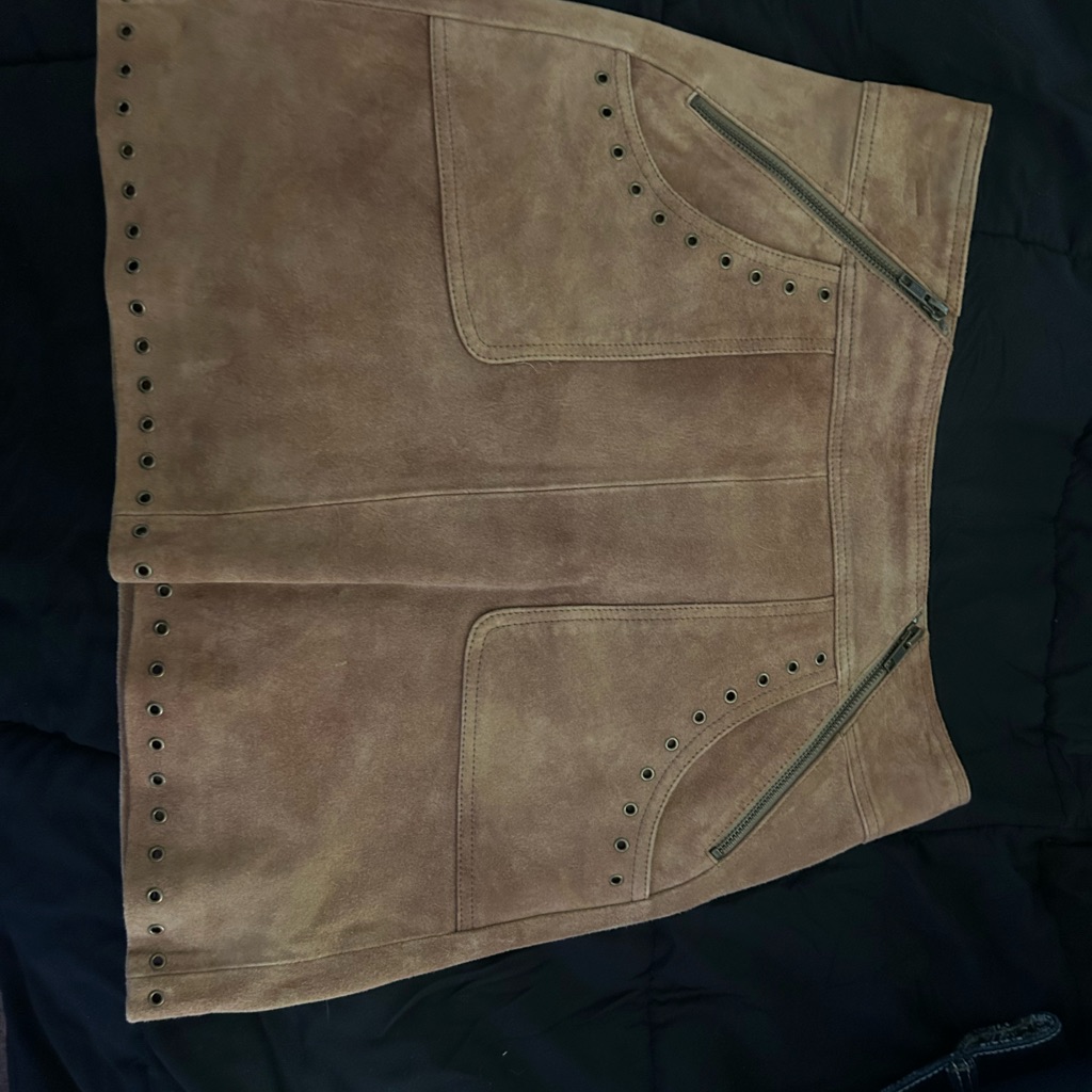 Pam & Gela Camel Suede Skirt